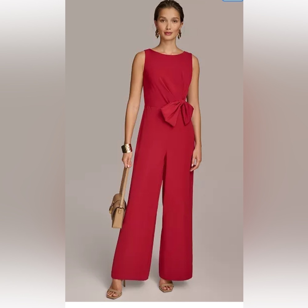Donna Karan sz 14 red wide leg NWT jumpsuit